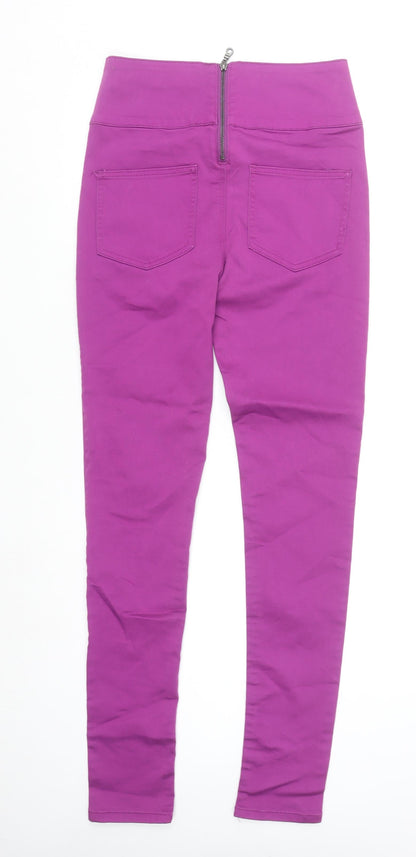 Pieces Women’s Purple Jegging Trousers Zip Back Pockets Stretch M