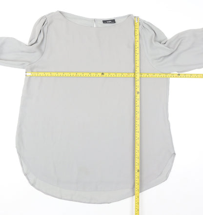 Wallis Women Grey Long Sleeve Beaded Blouse Size L