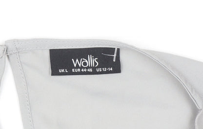 Wallis Women Grey Long Sleeve Beaded Blouse Size L
