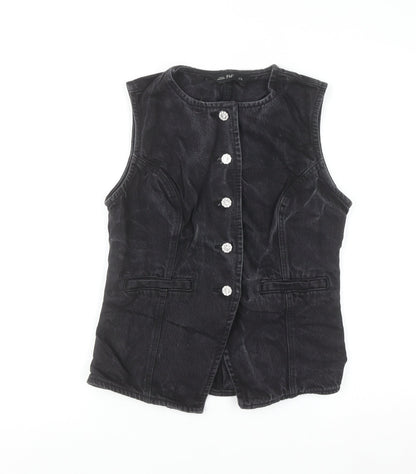 F&F Women's Black Velvet Buttoned Waistcoat UK 10
