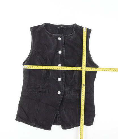 F&F Women's Black Velvet Buttoned Waistcoat UK 10
