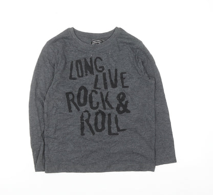 Tu Boys Grey Long Sleeve Rock & Roll Graphic T-Shirt 7 Years