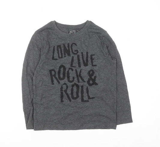 Tu Boys Grey Long Sleeve Rock & Roll Graphic T-Shirt 7 Years