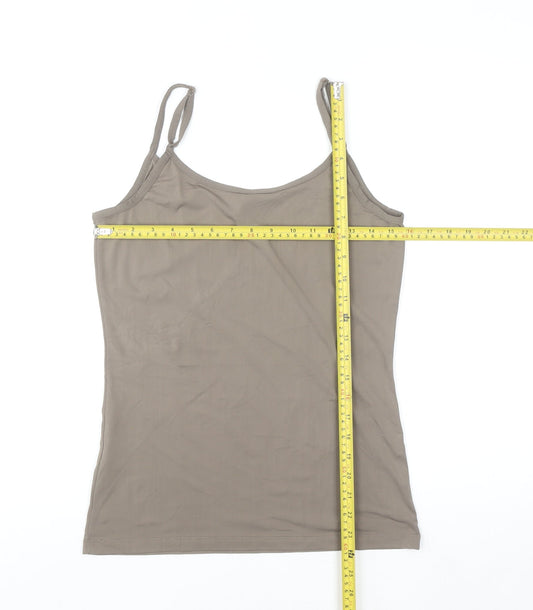 Vero Moda Women Beige Camisole Tank Top M Stretch Jersey