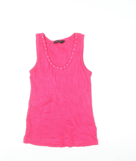 Dorothy Perkins Women's Pink Beaded Cotton Tank Top UK 10