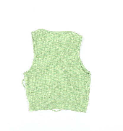 Divided Womens Green Cropped Lace Up Tank Top XXS