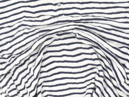 Fat Face Womens Blue White Stripe Henley Knit Jumper Size 16
