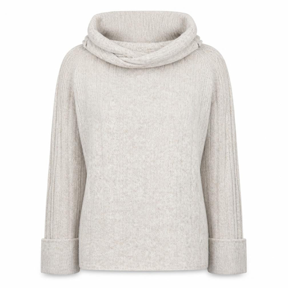 Boohoo Women Beige Cowl Neck Rib Knit Jumper Size S