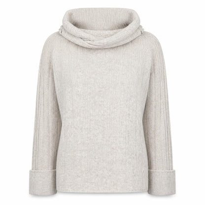 Boohoo Women Beige Cowl Neck Rib Knit Jumper Size S