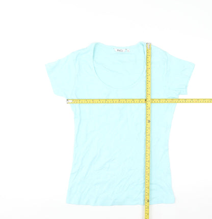 M&Co Women’s Blue Cotton Short Sleeve Basic T-Shirt Size L
