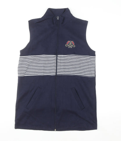Alexara Women's Blue Striped Nautical Sleeveless Waistcoat Size S