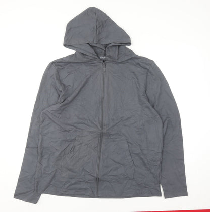 Studio Nightwear Men's Grey Hooded Robe XL Soft Cotton Blend Zip Up