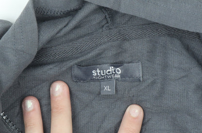 Studio Nightwear Men's Grey Hooded Robe XL Soft Cotton Blend Zip Up