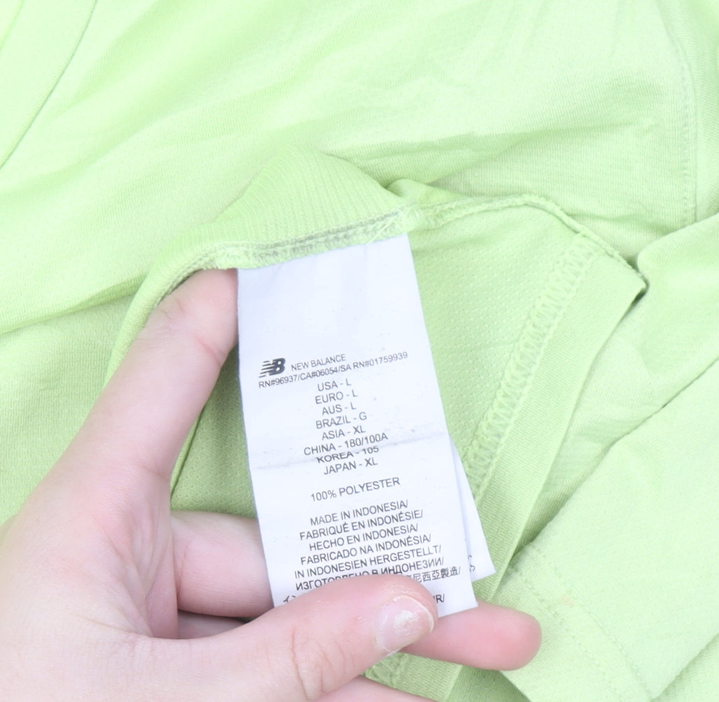 New Balance Men's Green Polyester Sports T-Shirt Size L