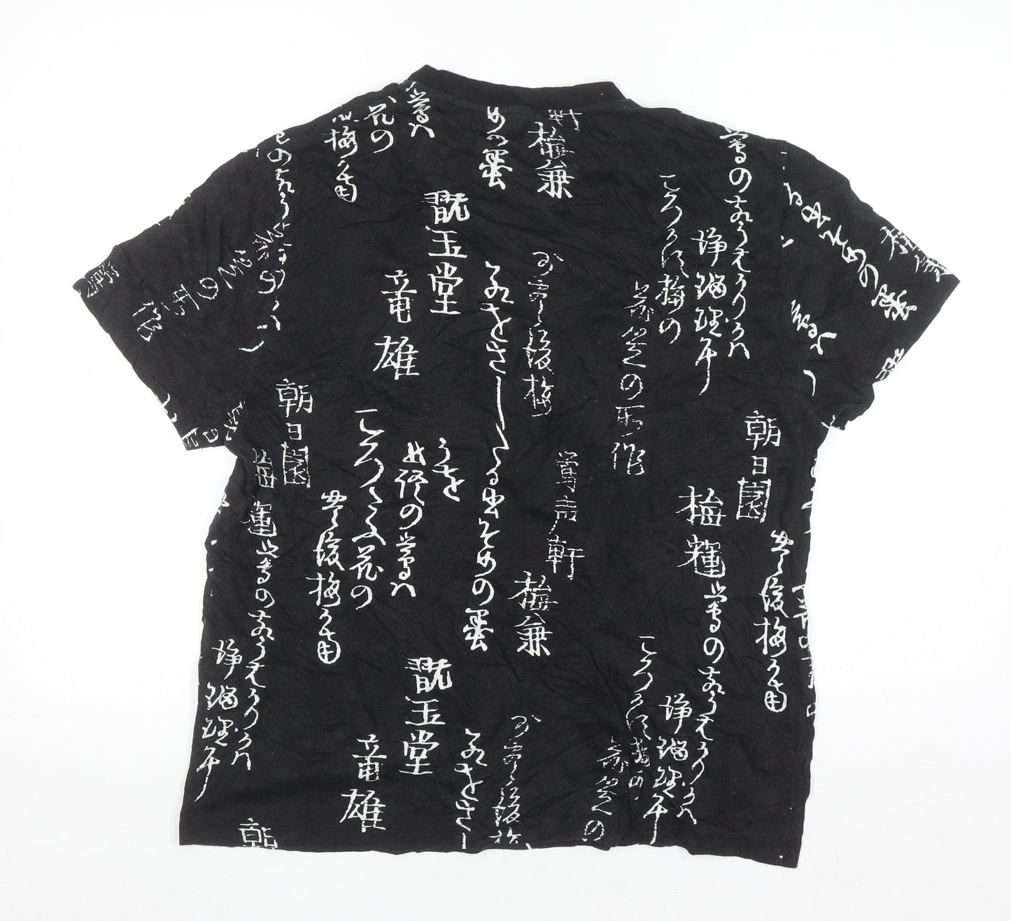 ASOS DESIGN Men’s Black Japanese Print Crew Neck T-Shirt Size L