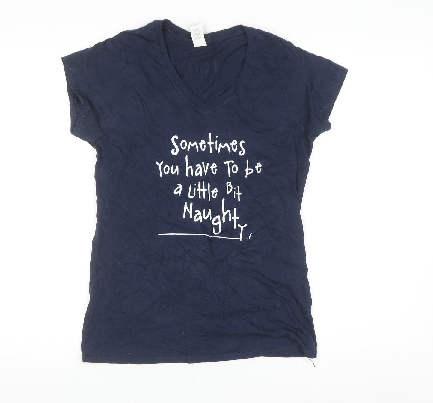 Gildan Women's Blue Matilda Quote V-Neck Cotton T-Shirt Size M