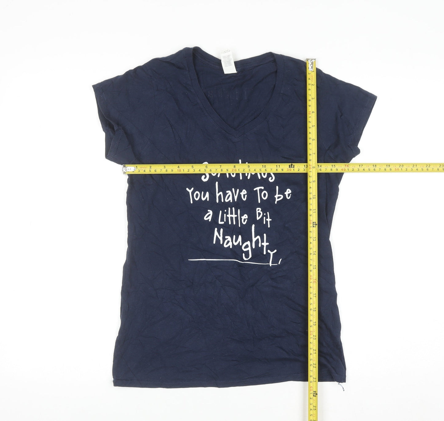 Gildan Women's Blue Matilda Quote V-Neck Cotton T-Shirt Size M
