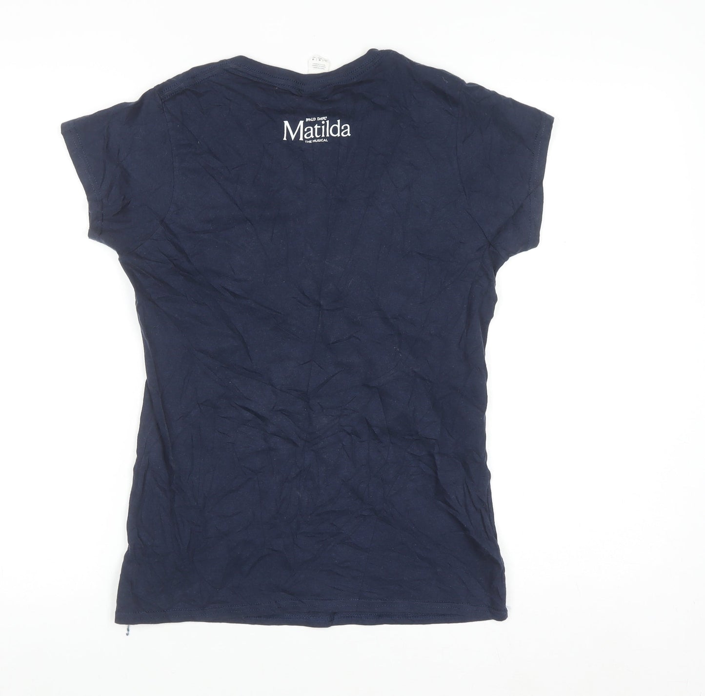 Gildan Women's Blue Matilda Quote V-Neck Cotton T-Shirt Size M