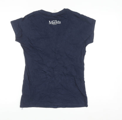 Gildan Women's Blue Matilda Quote V-Neck Cotton T-Shirt Size M