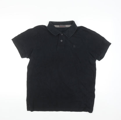 Esprit Men's Black Cotton Polo Shirt Regular Fit M