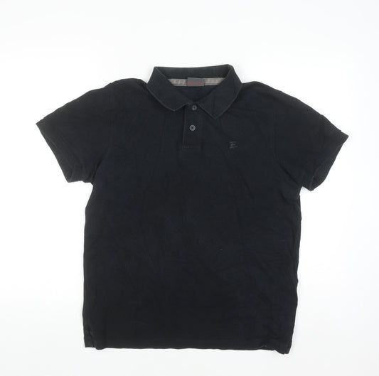 Esprit Men's Black Cotton Polo Shirt Regular Fit M