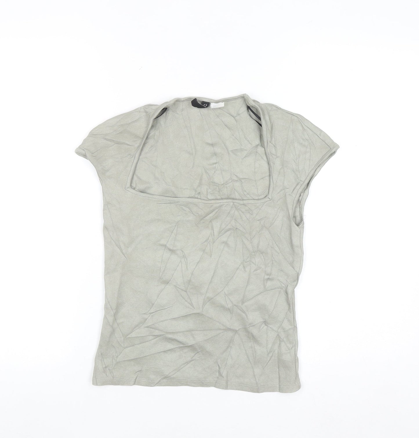 H&M Divided Women’s Grey Square Neck Short Sleeve Stretch T-Shirt Size 12