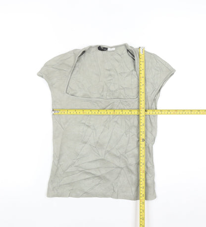 H&M Divided Women’s Grey Square Neck Short Sleeve Stretch T-Shirt Size 12