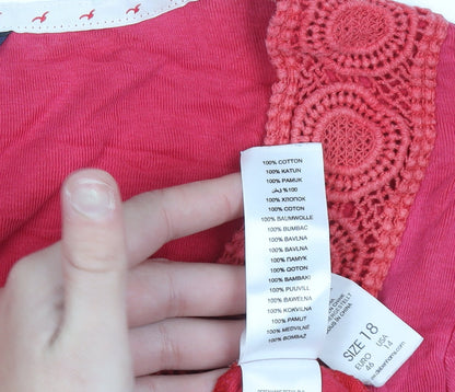 Maine New England Women's Pink 3/4 Sleeve Cotton Tunic Blouse Size 18