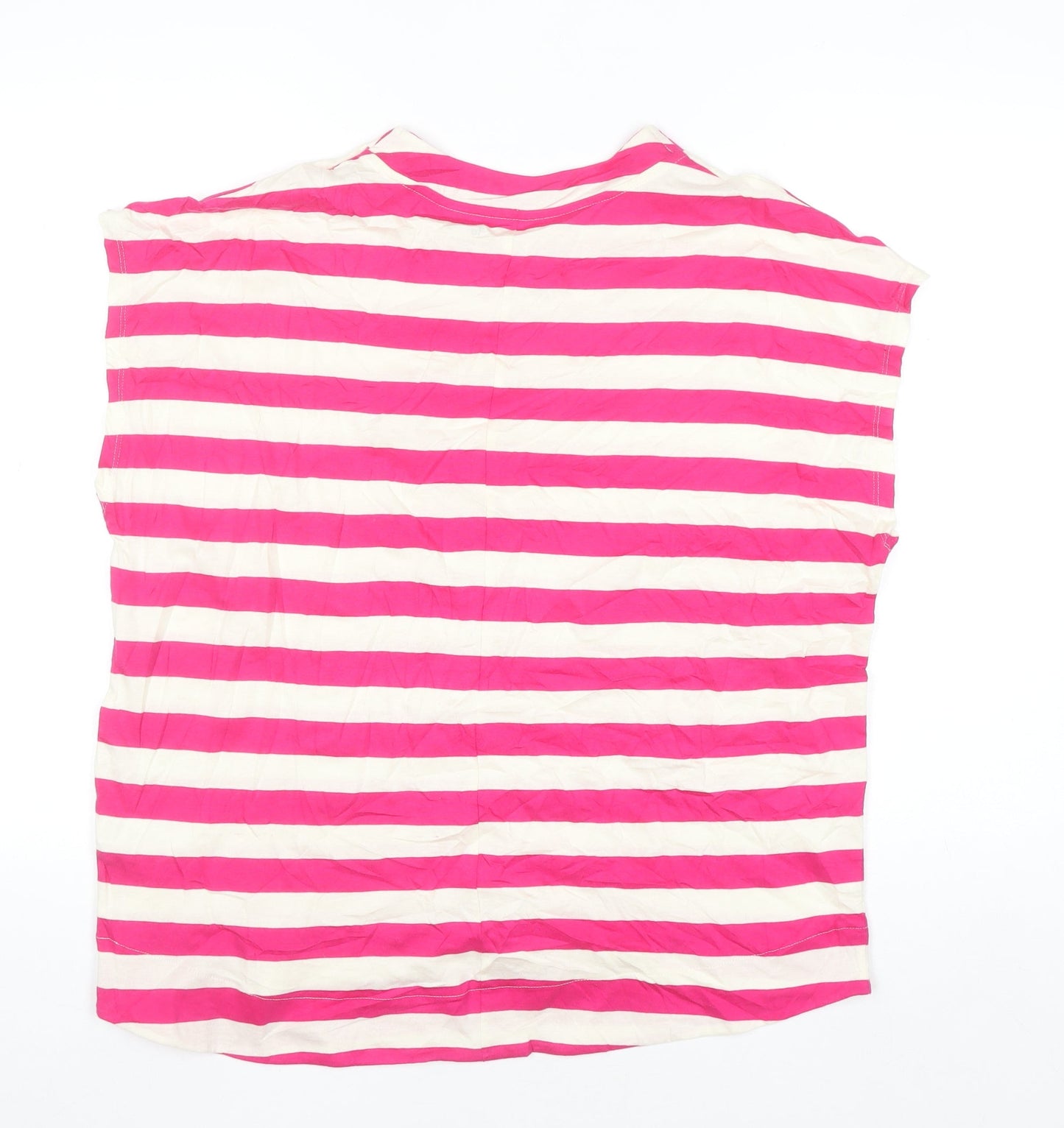 Tu Women Pink Striped Drop Hem Cotton T-Shirt Size 16
