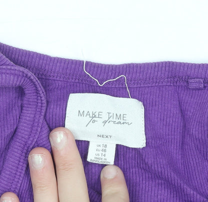 Next Women's Purple Cotton Elastane Tank Top UK 18