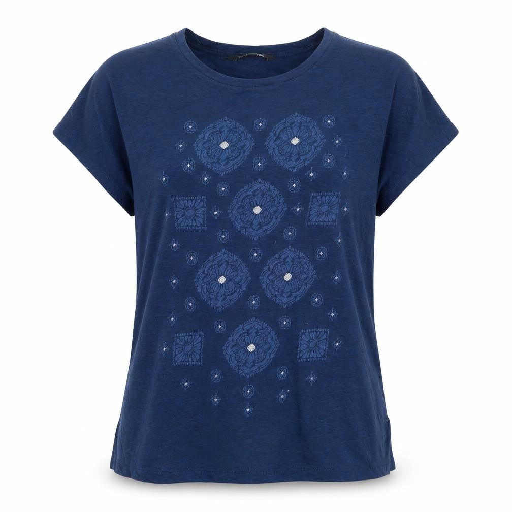 Bonmarché Women's Blue Embroidered Jersey T-Shirt Size 10