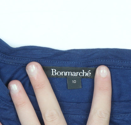 Bonmarché Women's Blue Embroidered Jersey T-Shirt Size 10