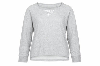 Gap Women Grey Sequin Crew Neck Pullover Sweatshirt M