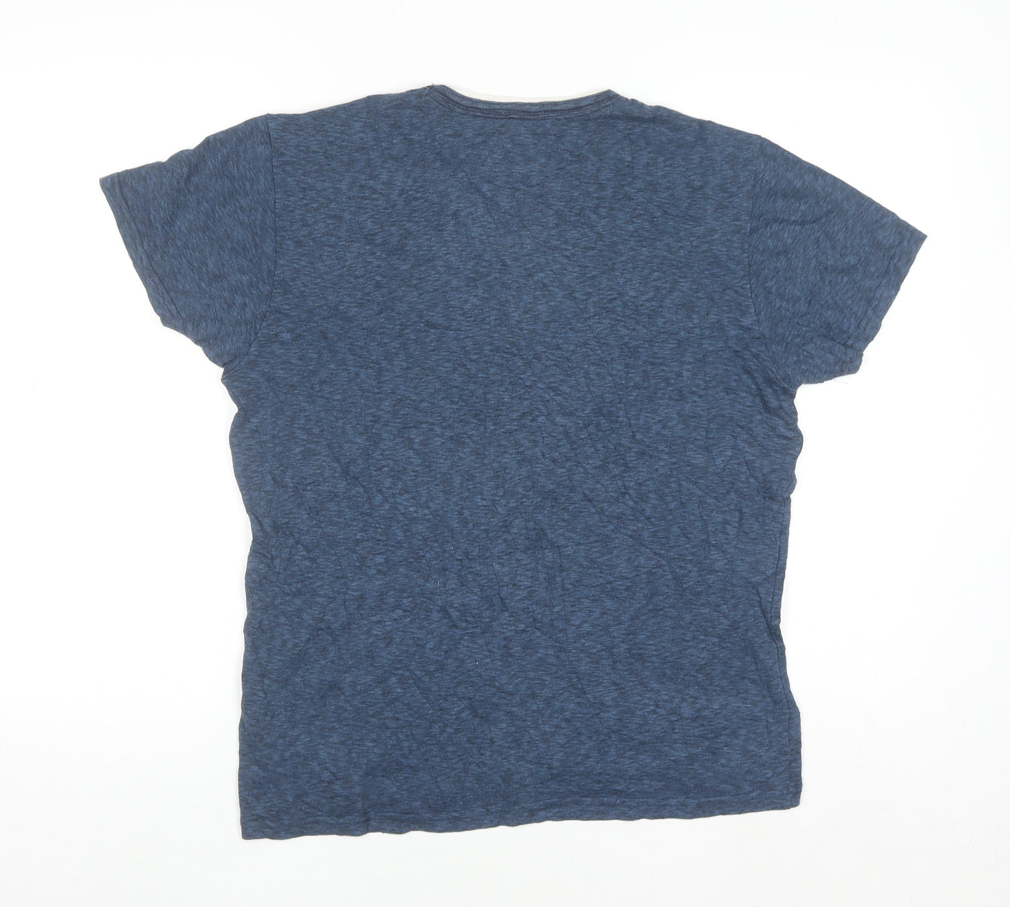 Primark Men's Blue Short Sleeve Henley T-Shirt Small