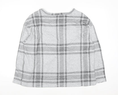 Marks and Spencer Women Grey Check Knit Pullover Jumper Size 16