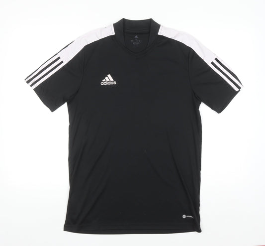 Adidas Men's Black Medium V-Neck Jersey Sports T-Shirt
