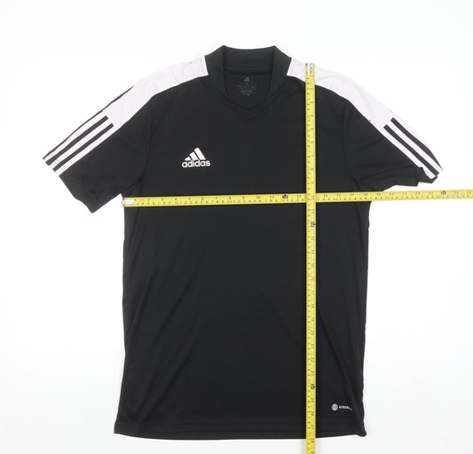 Adidas Men's Black Medium V-Neck Jersey Sports T-Shirt