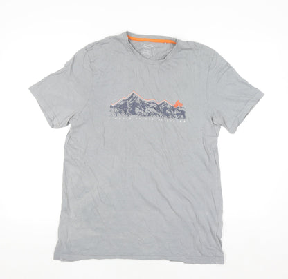 Mountain Warehouse Men’s Grey Crew Neck Graphic Hiking T-Shirt M