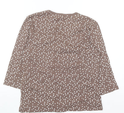Tigiwear Womens Brown Polka Dot V-Neck Long Sleeve T-Shirt Size 14/16
