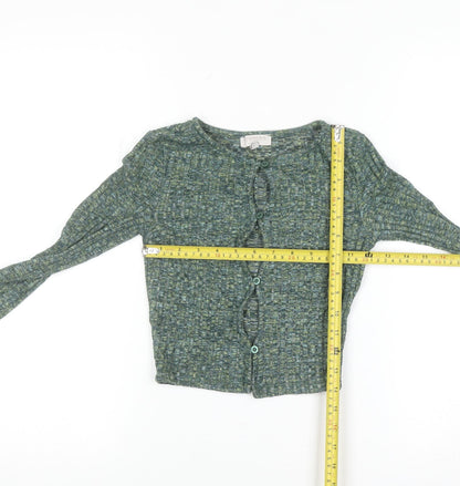 Pull&Bear Women's Green Knit Button Cardigan XS Slim Fit