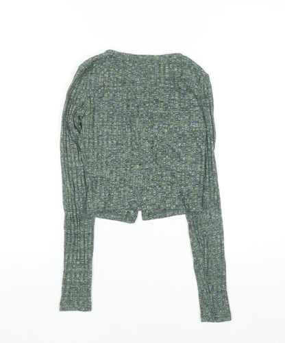 Pull&Bear Women's Green Knit Button Cardigan XS Slim Fit