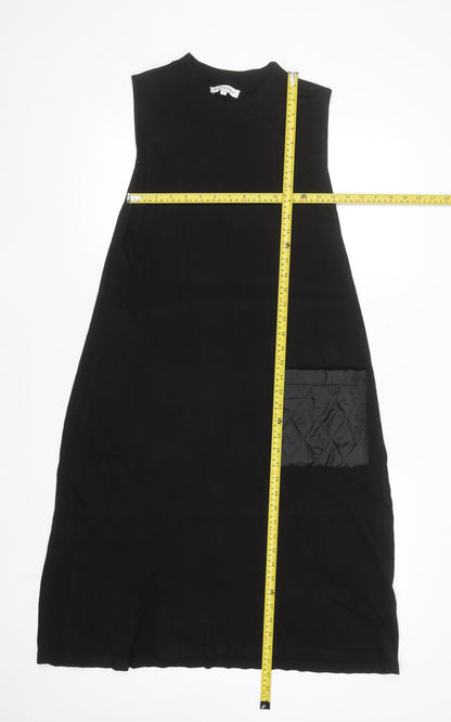 NO2MORO Women Black Midi Sleeveless Shift Dress S