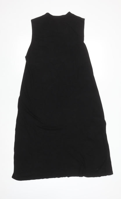 NO2MORO Women Black Midi Sleeveless Shift Dress S
