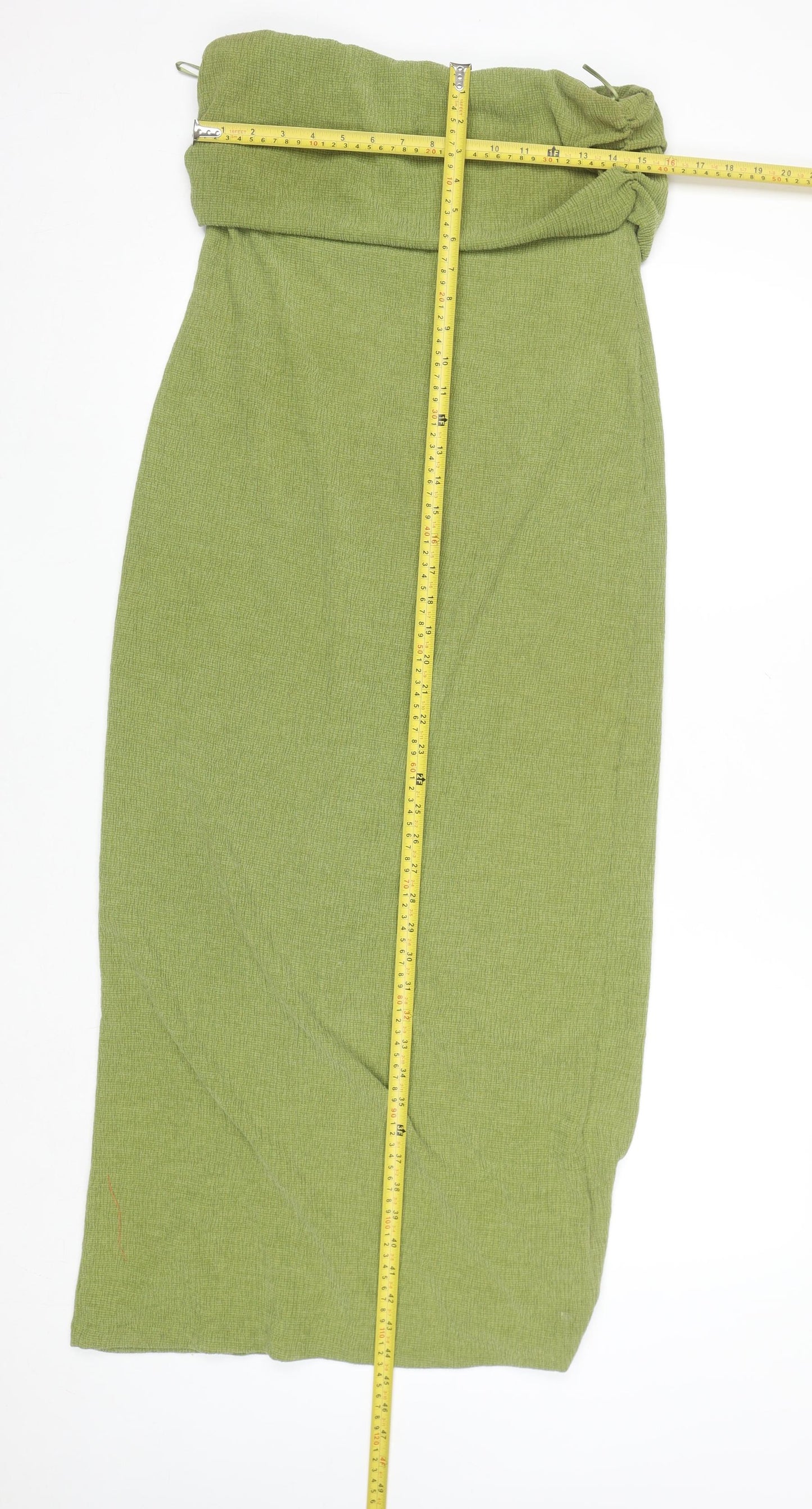 Zara Women Green Midi Bodycon Sleeveless Off Shoulder Dress L
