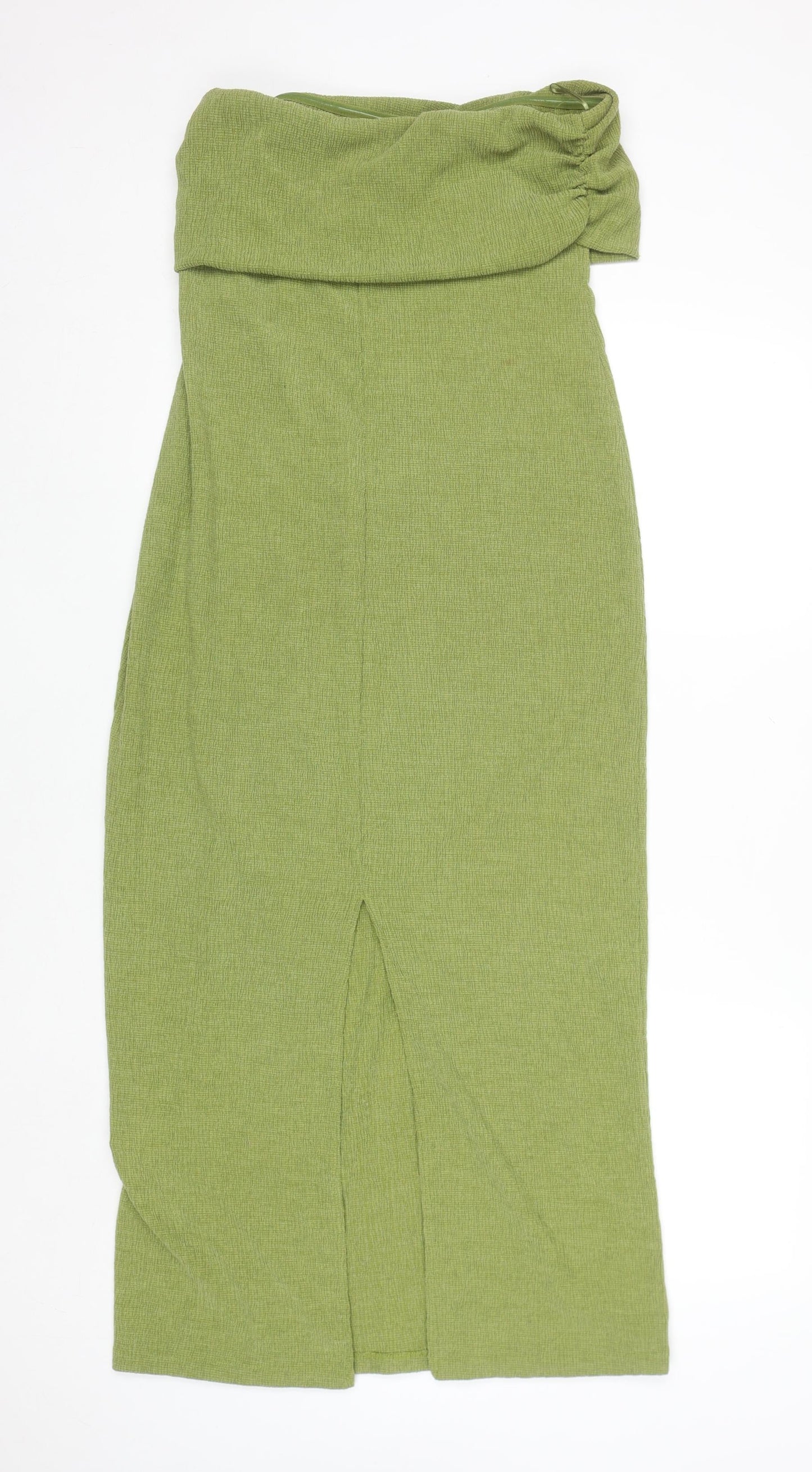 Zara Women Green Midi Bodycon Sleeveless Off Shoulder Dress L
