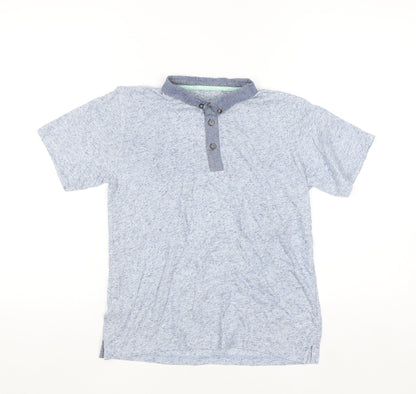 Quality Outfitters Boys Blue Short Sleeve Henley Polo Shirt 10 Years
