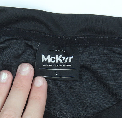 McKvr Men's Black Sports Crew Neck Short Sleeve T-Shirt L