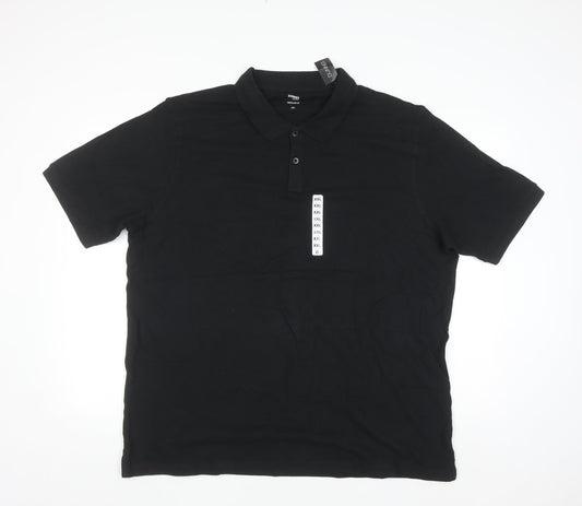 Dunnes Stores Mens Black 2XL Regular Fit Cotton Polo Shirt
