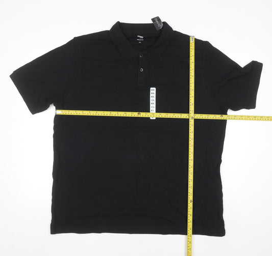 Dunnes Stores Mens Black 2XL Regular Fit Cotton Polo Shirt