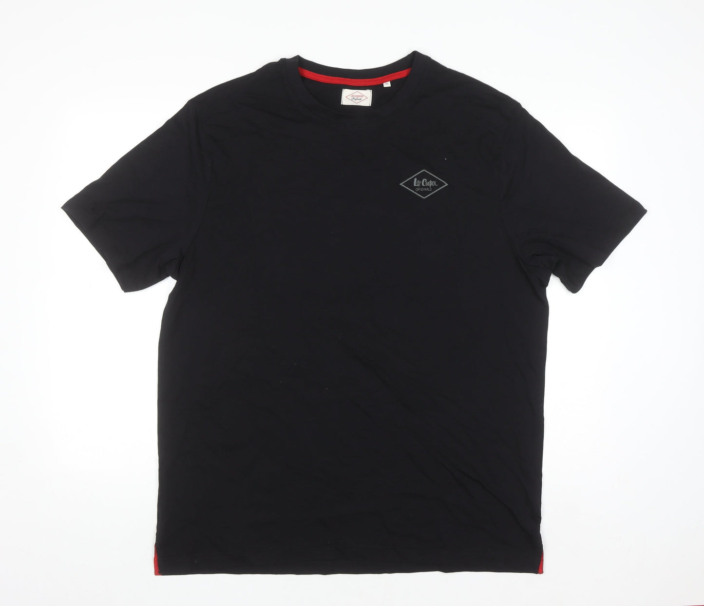 Lee Cooper Mens Black 2XL Crew Neck Cotton T-Shirt
